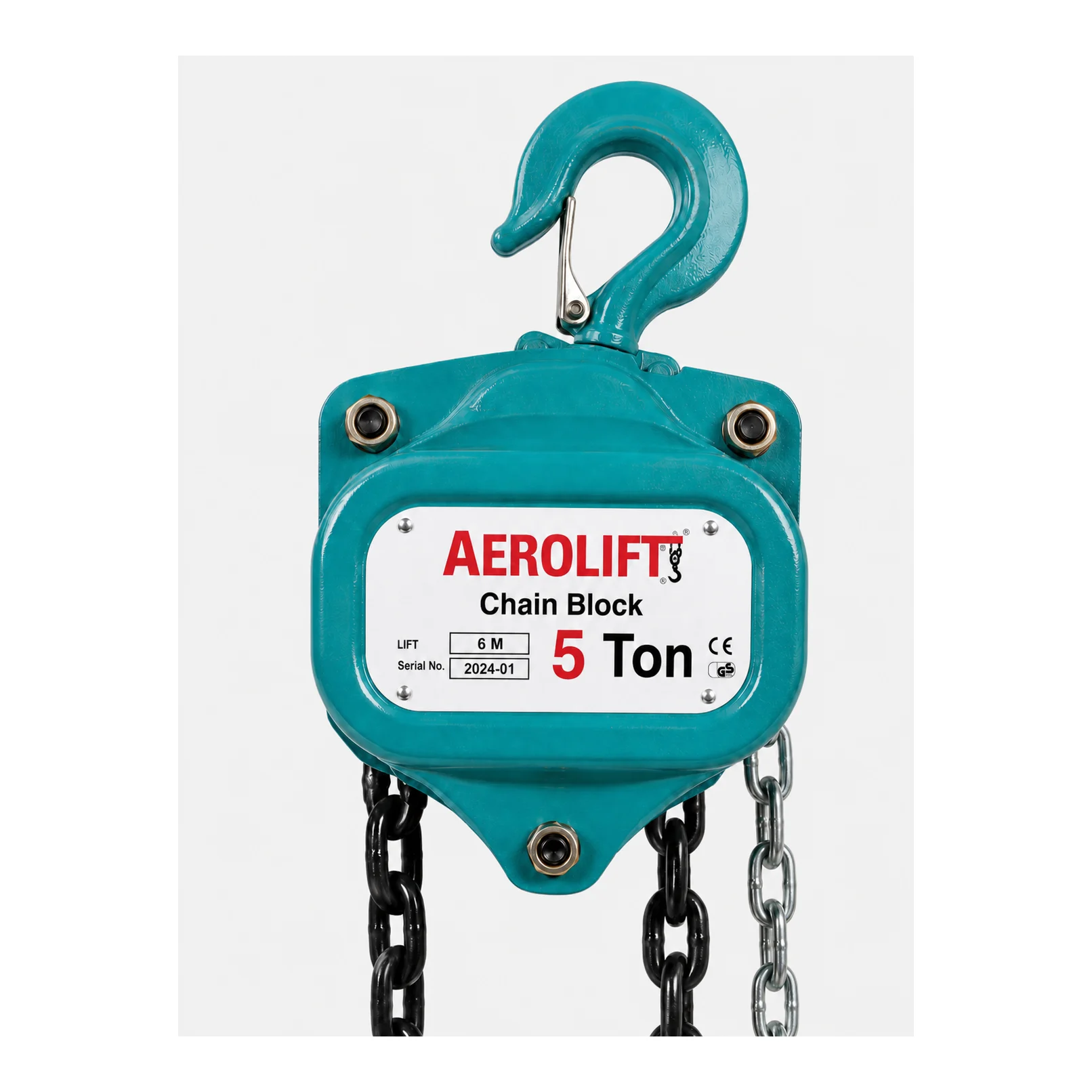 Aerolift Chain Pulley Block - 5 Ton - 6m Lift - Double Fall with 10mm Chain