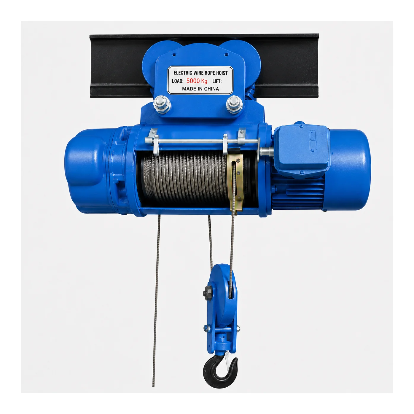K-2 5 Ton CD Wire Rope Hoist attached with Trolley 3 Phase - 415V with 9 Mtr Wire Rope