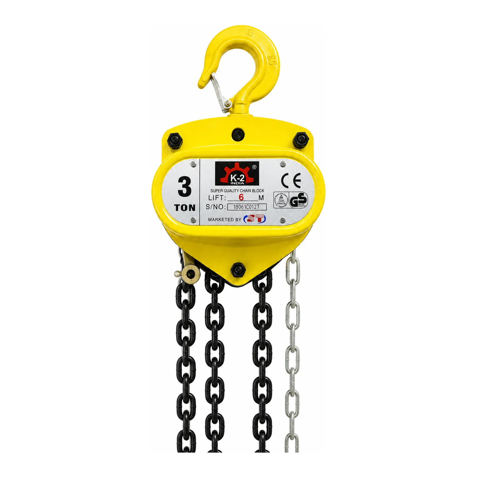 K2 Chain Pulley Block - 3 Ton - 6m Lift - Single Fall with 10mm Chain