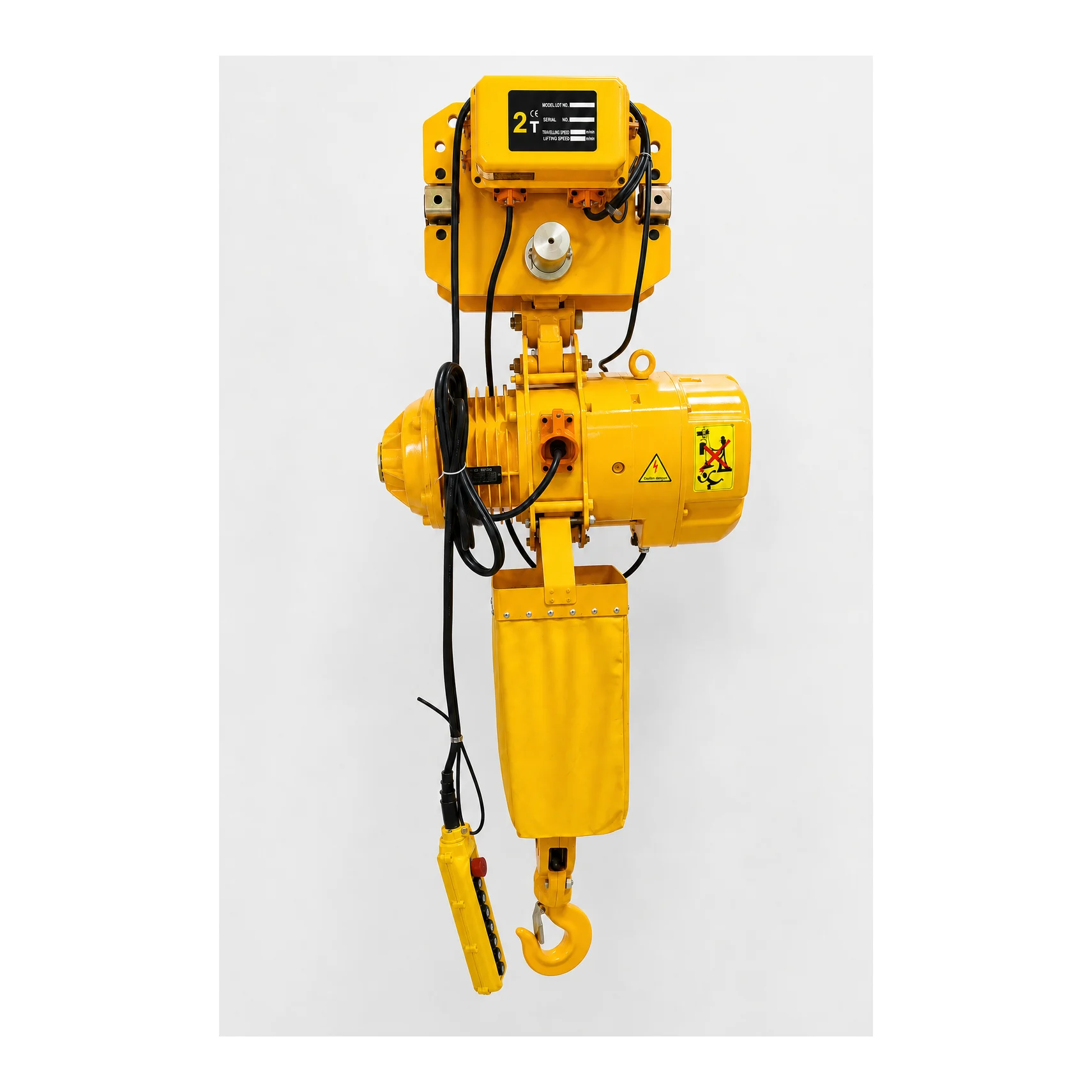 K-2 - 2 Ton Electric Chain Hoist attached with Trolley 3 Phase - 6 Mtr Lift - Double Fall with 7.1 mm Chain