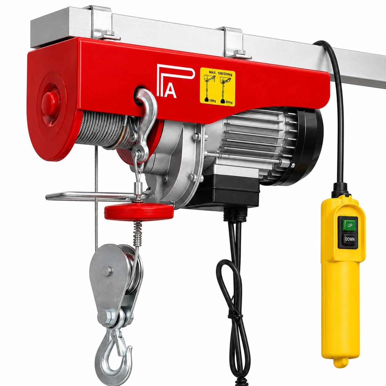 K-2 - 200Kg Mini Hoist 220V Single Phase - PA 200 x 30 with 30 Mtr Wire Rope - 3mm Dia