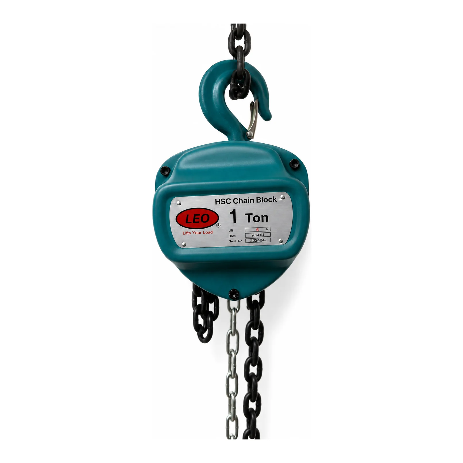 Leo Chain Pulley Block - 1 Ton - 6m Lift - Single Fall with 6mm Chain