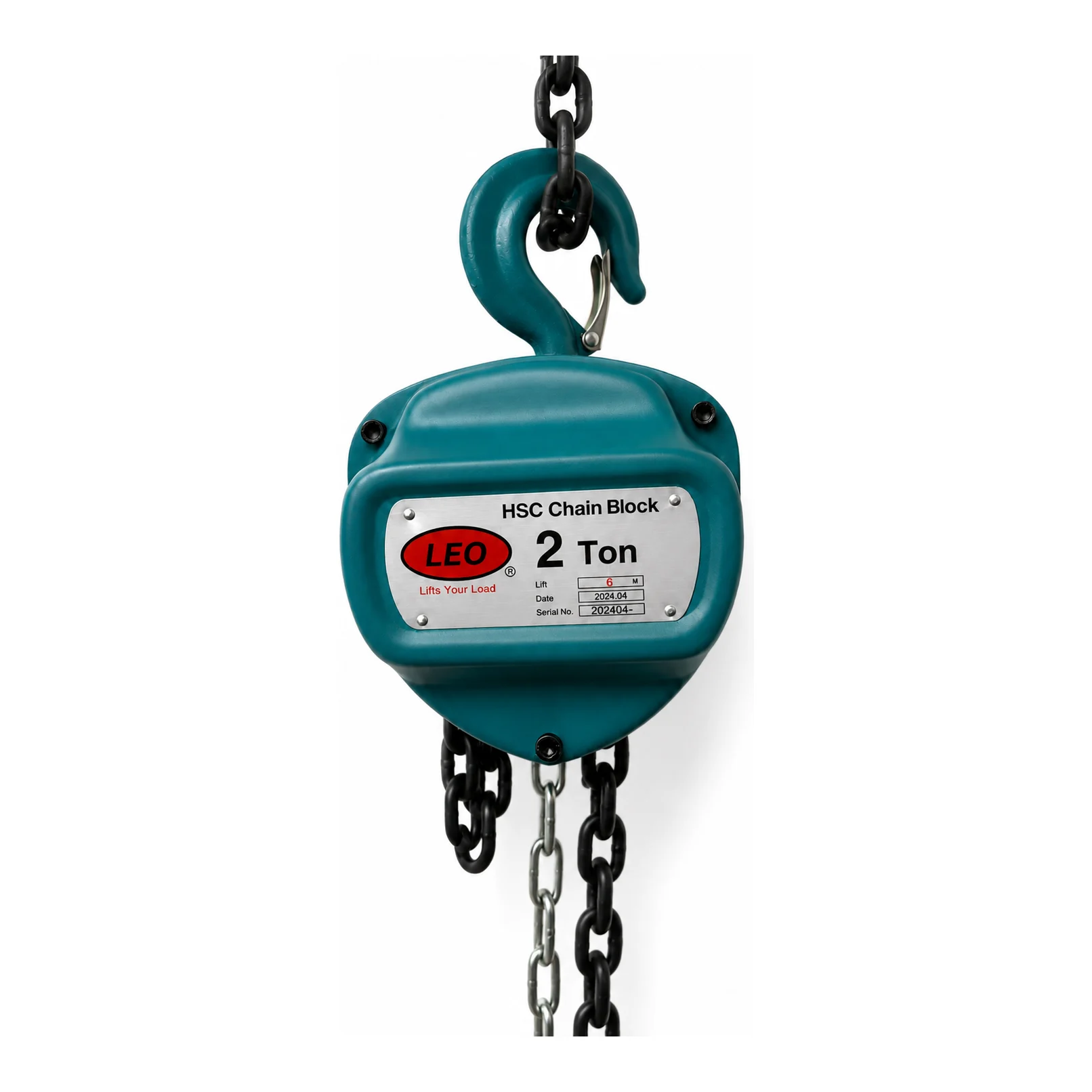 Leo Chain Pulley Block - 2 Ton - 6m Lift - Single Fall with 8mm Chain
