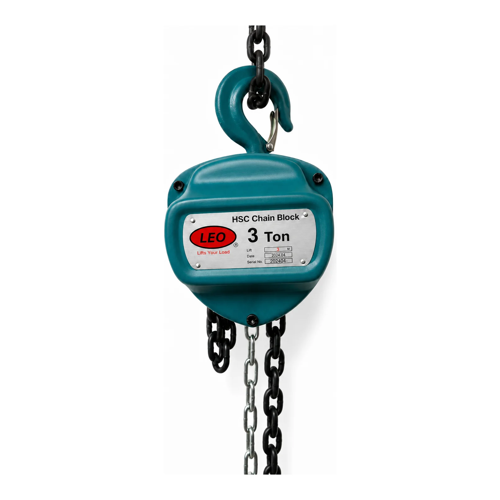 Leo Chain Pulley Block - 3 Ton - 3m Lift - Double Fall with 8mm Chain