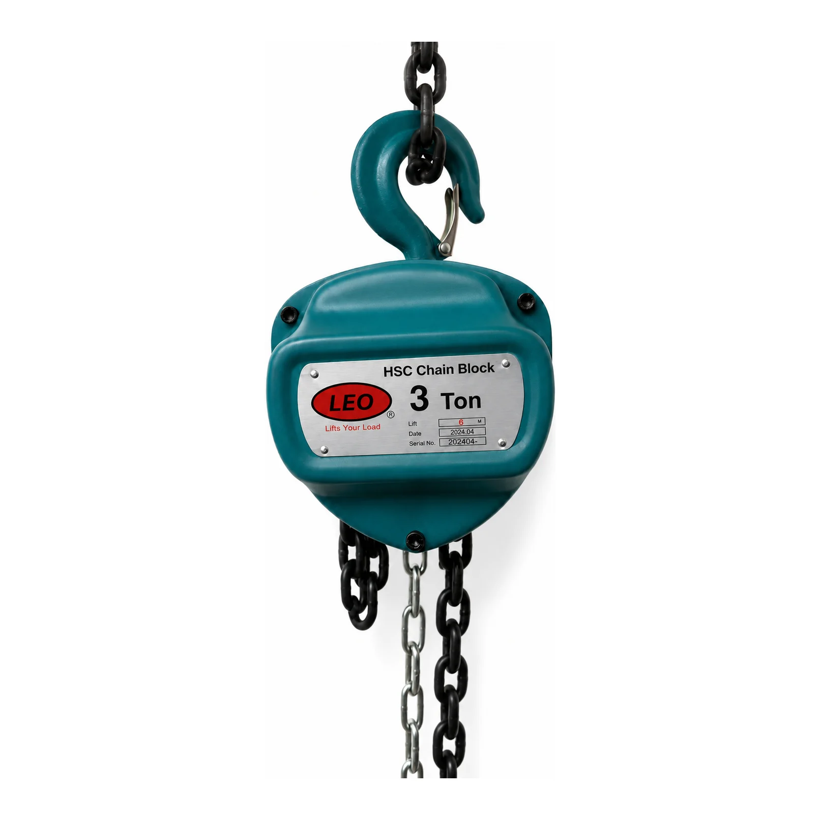 Leo Chain Pulley Block - 3 Ton - 6m Lift - Double Fall with 8mm Chain