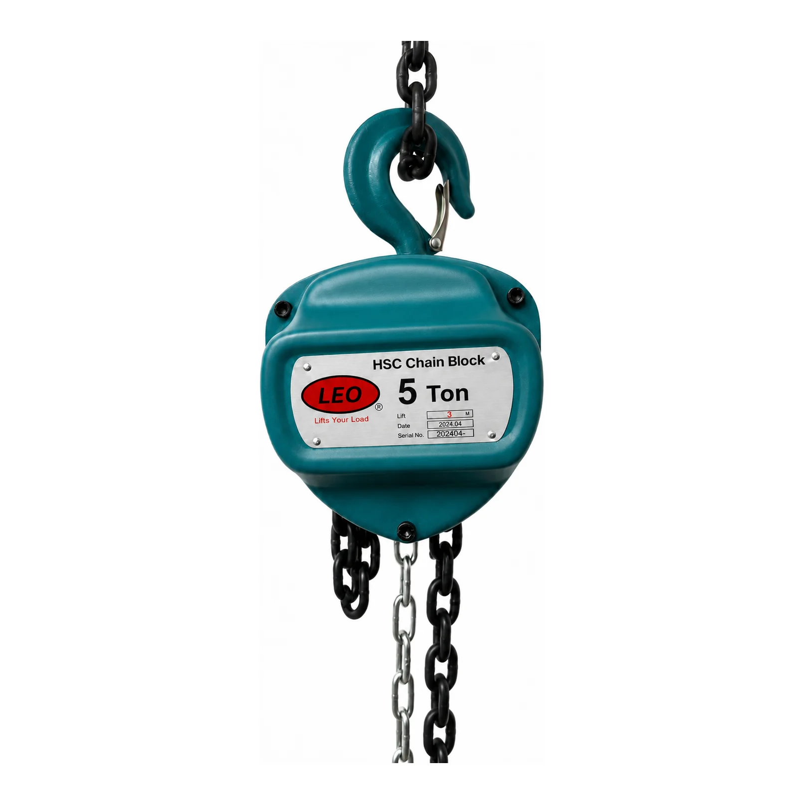 Leo Chain Pulley Block - 5 Ton - 3m Lift - Double Fall with 10mm Chain