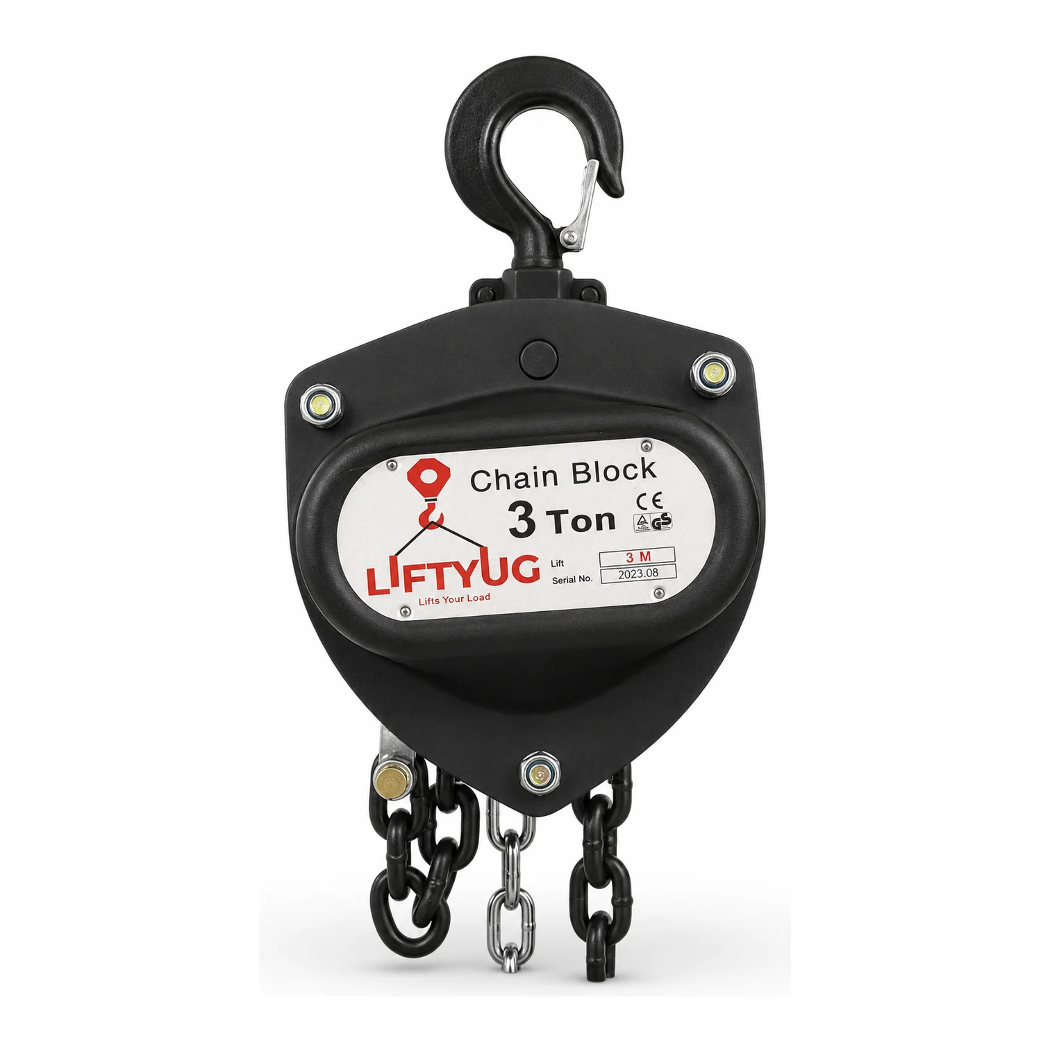 Liftyug Chain Pulley Block - 3 Ton - 3m Lift - Double Fall with 8mm Chain