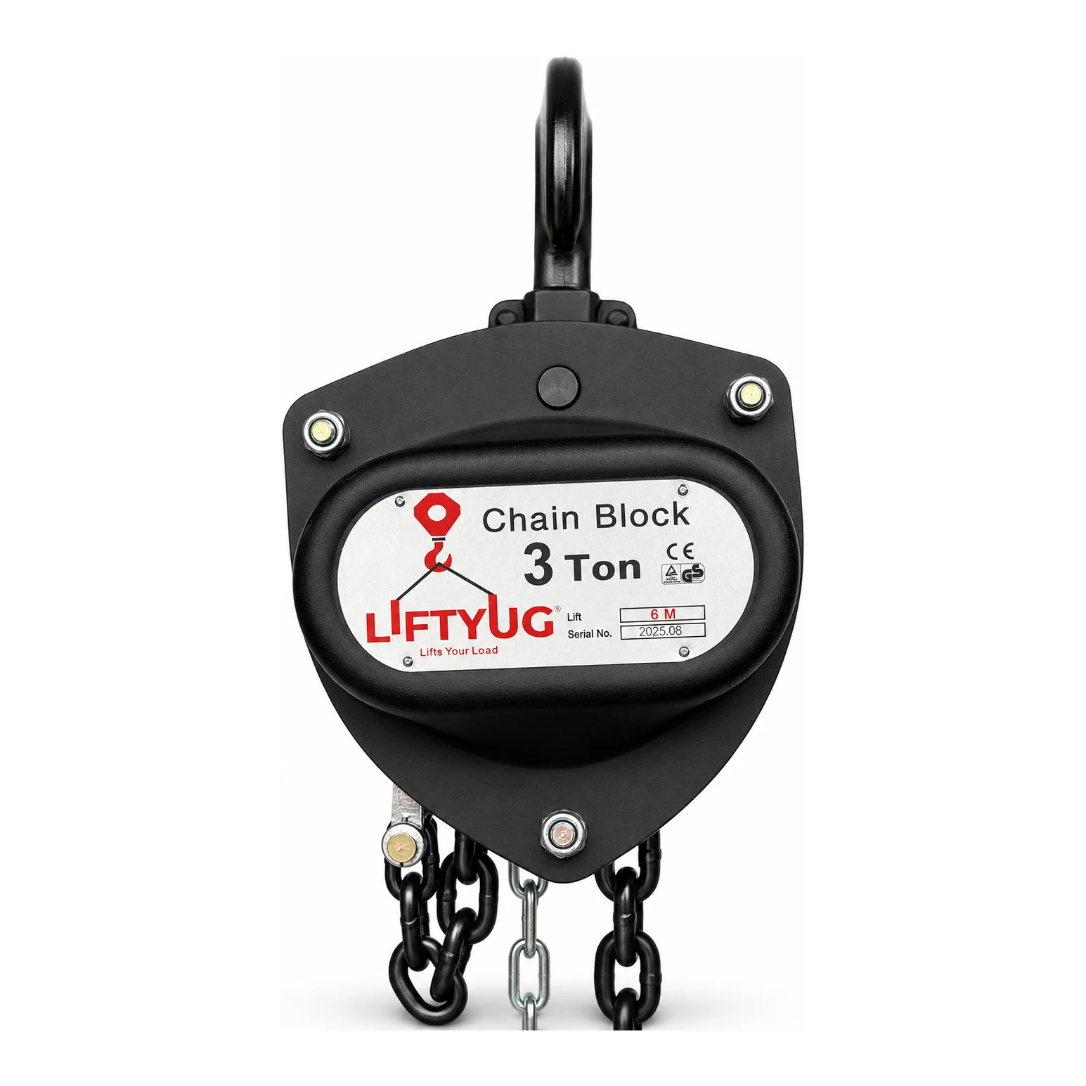 Liftyug Chain Pulley Block - 3 Ton - 6m Lift - Double Fall with 8mm Chain