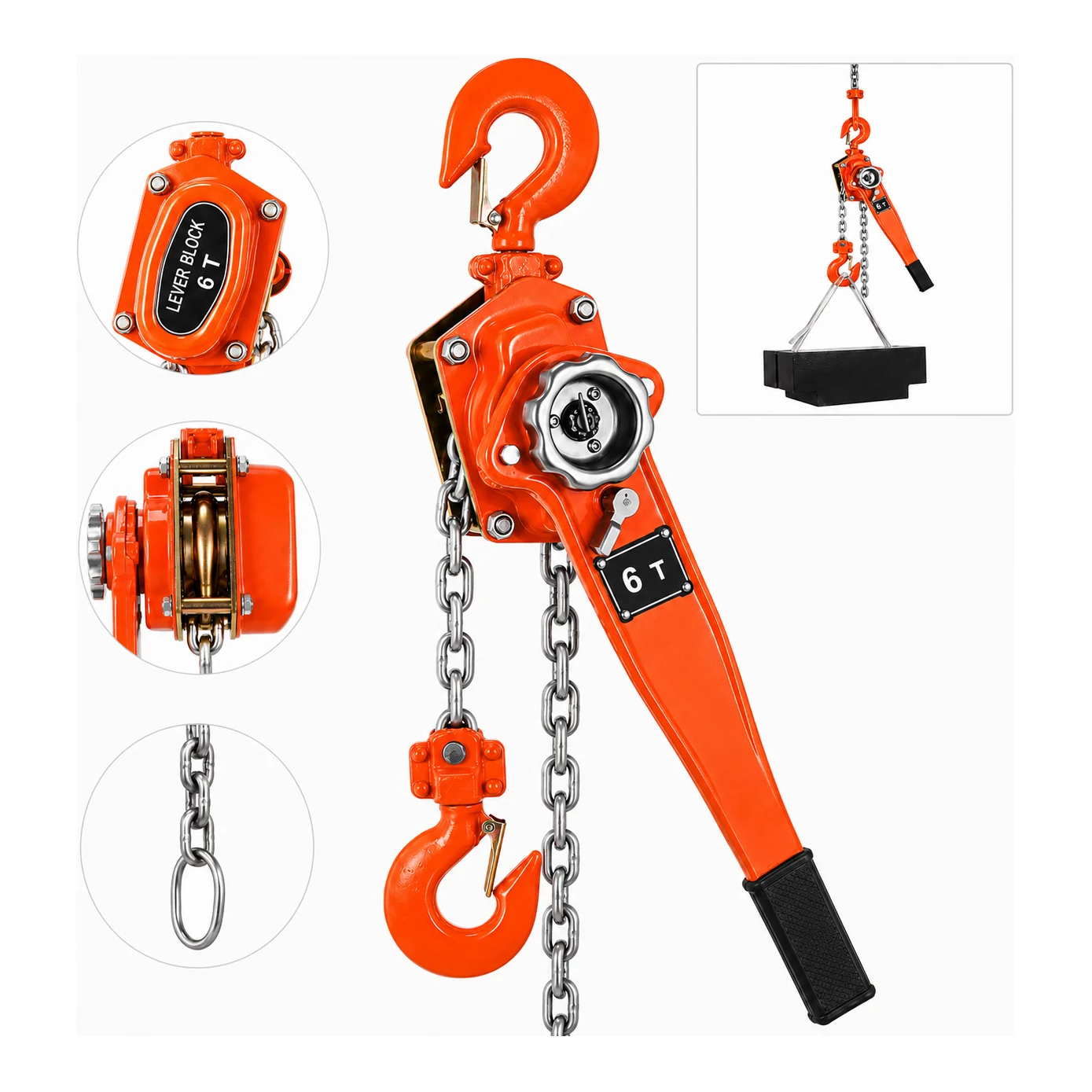 Liftyug Ratchet Lever Block - 6 Ton - Double Fall with 10 mm Chain