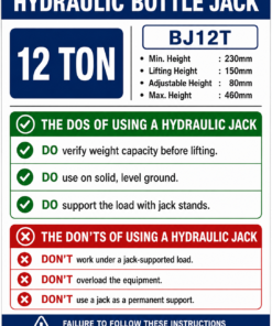 Hydraulic Bottle Jack 12 Ton Info 247x296