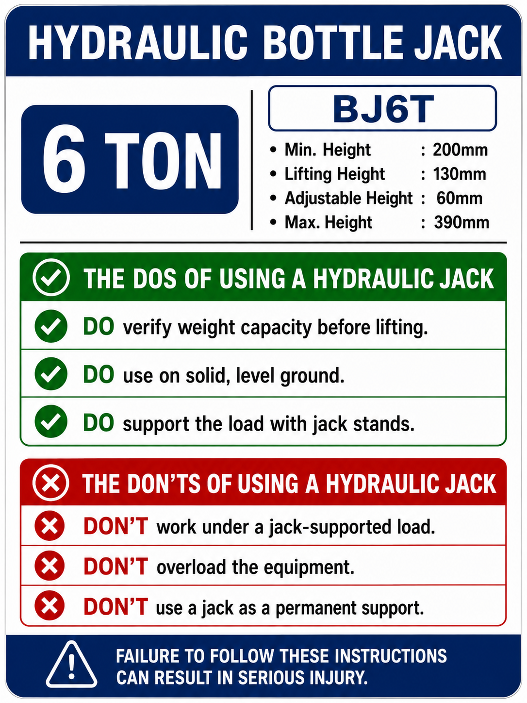 LEO Hydraulic Bottle Jack - 6 Ton - 390 mm - Image 2